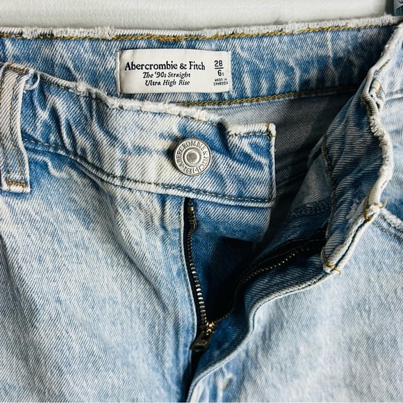 Abercrombie & fitch the 90s straight ultra high Classic Blue Denim Jeans size 6 - Picture 5 of 6